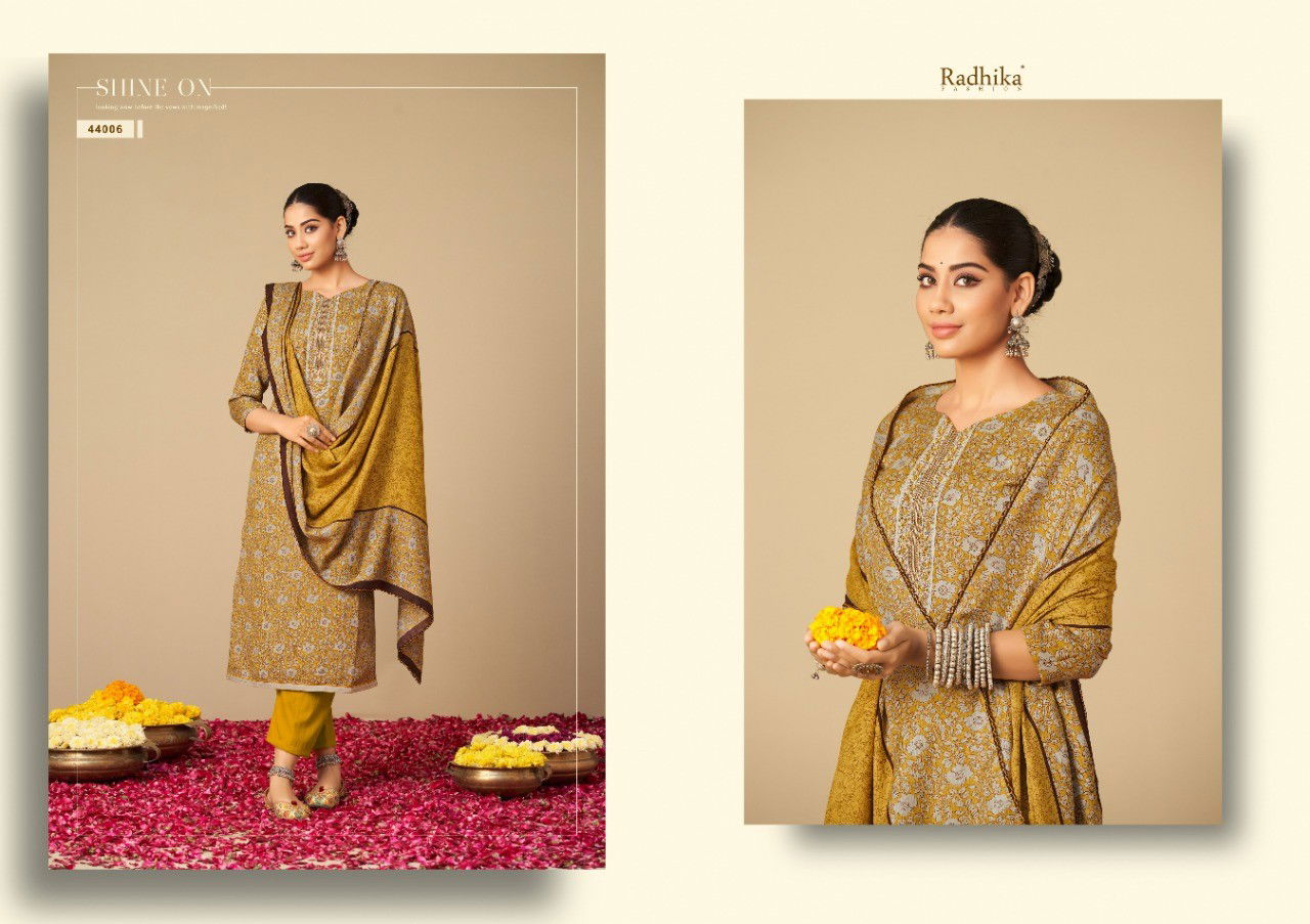 Sumyra Geet By Radhika Pashmina Dress Material Catalog
